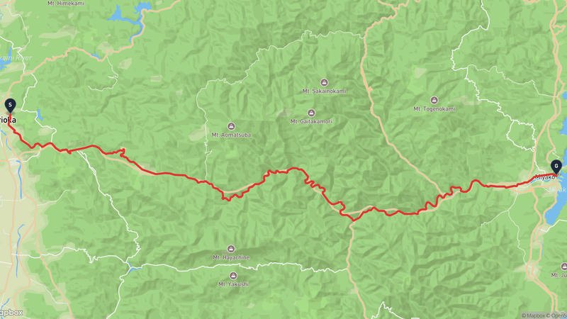 Morioka Castle to Port of Miyako Cycling Route