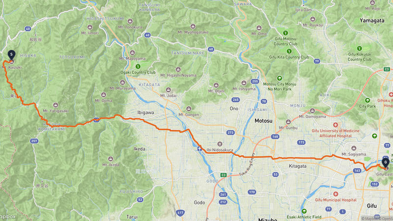 Ibigawa to Gifu Castle Hiking Route