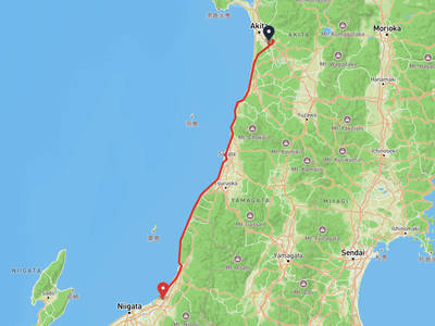 秋田市 → 新発田市