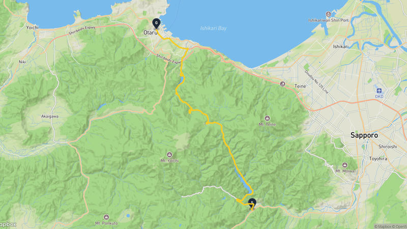 定山溪溫泉至小樽運河 驾车路线