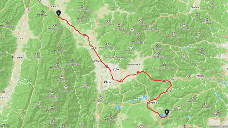 茅野市至山中湖 驾车路线