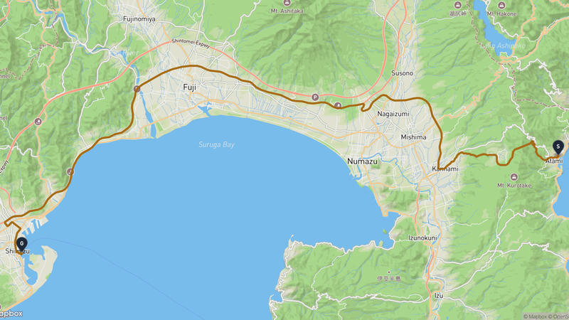 เส้นทางขับรถ Atami Onsen-Shimizu Ward, Shizuoka