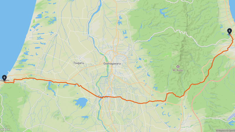 青森市至鰺ヶ沢町 騎行路線