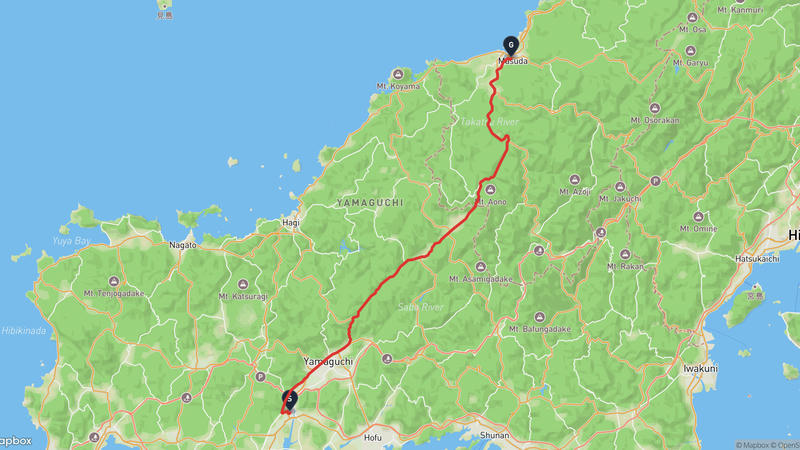 山口市至島根縣立石見美術館 驾车路线