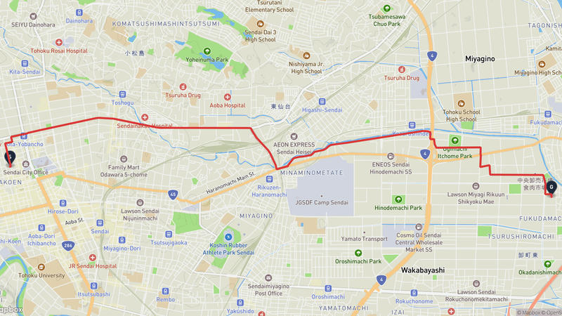 勾當臺公園至仙台市宮城野区 騎行路線