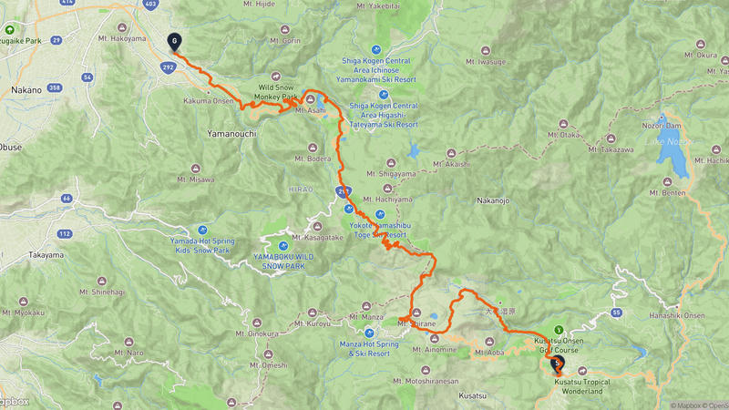 Kusatsu Onsen to Yamanochi Cycling Route
