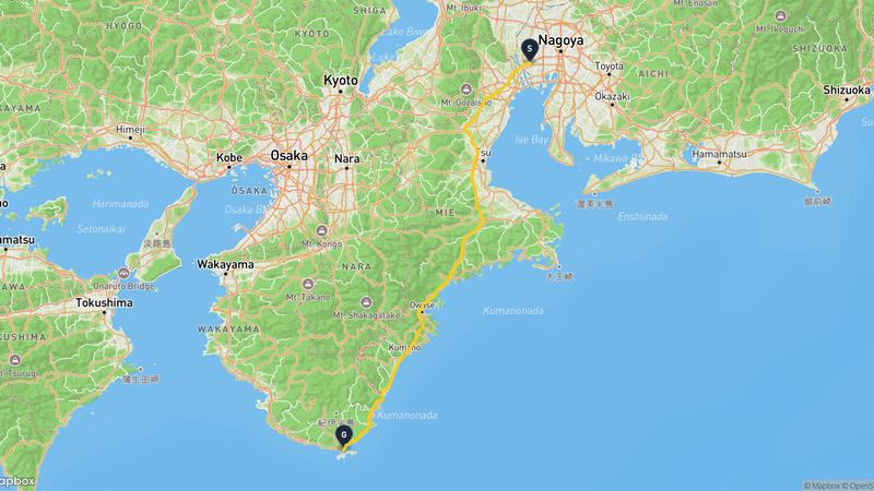 弥富市至串本町 駕車路線