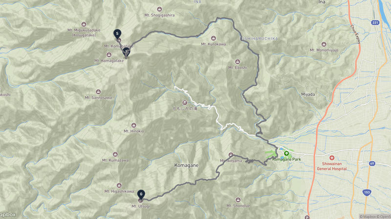 Mount Kisokoma to Mount Utsugi Hiking Route