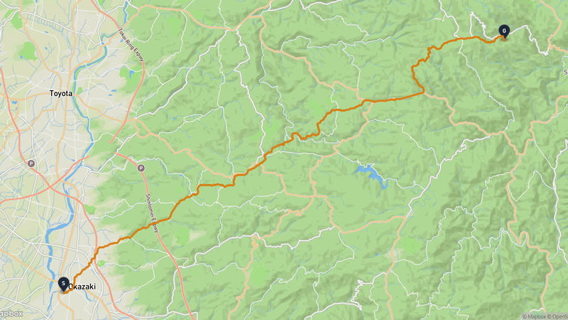 Okazaki Castle to Shitara Hiking Route