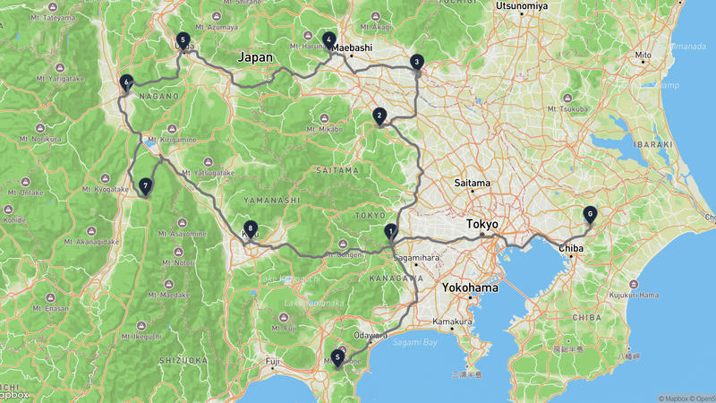 山中城至佐倉城 驾车路线