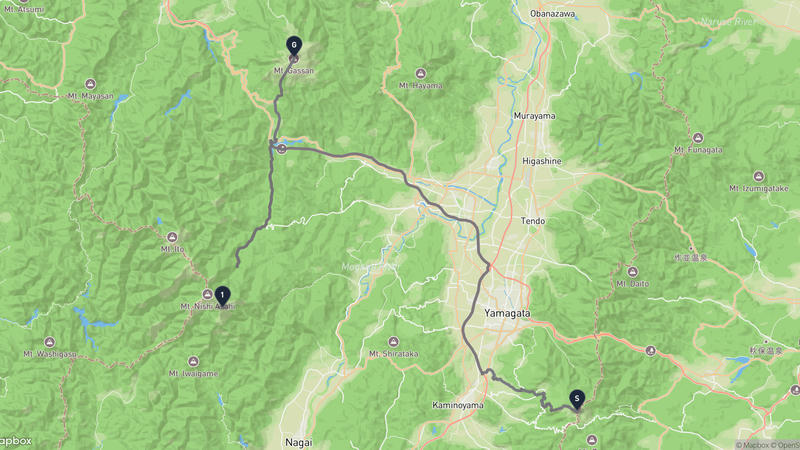 藏王山至月山 駕車路線