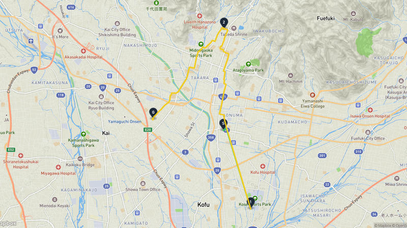 甲府城至山梨县立美术馆 登山路線