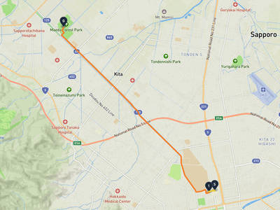 JR塔大樓 → 札幌市手稲区