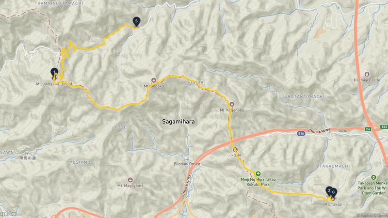八王子市至高尾山 登山路線