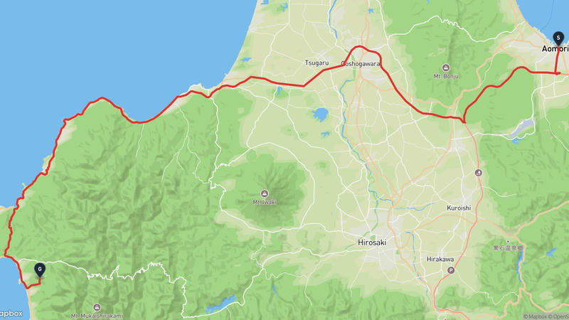 青森縣觀光物產館至深浦町 駕車路線
