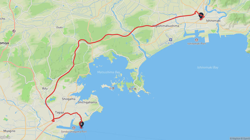 石巻市至仙台市宮城野区 駕車路線