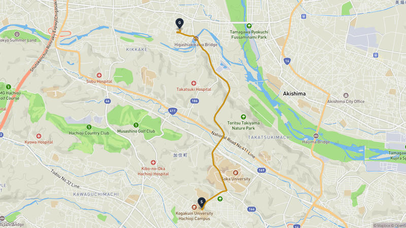 東京富士美術館至秋川 骑行路线