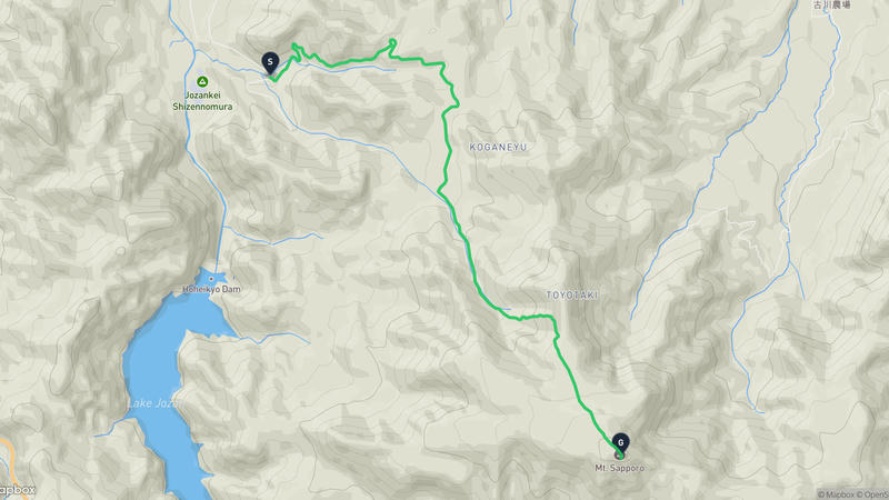 豐平峽水壩至札幌岳 徒步路线
