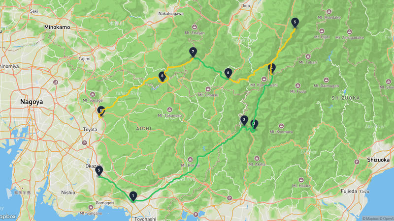 Okazaki to Toyota Cycling Route
