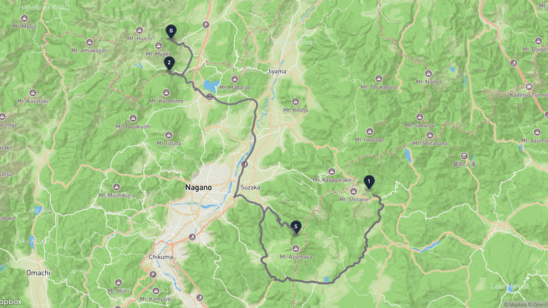 四阿山至妙高山 驾车路线