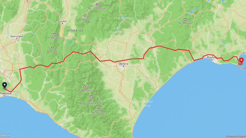 Tomakomai~Kushiro Town 하이킹 루트