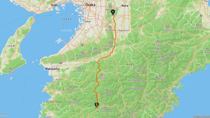 平群町至田辺市 骑行路线