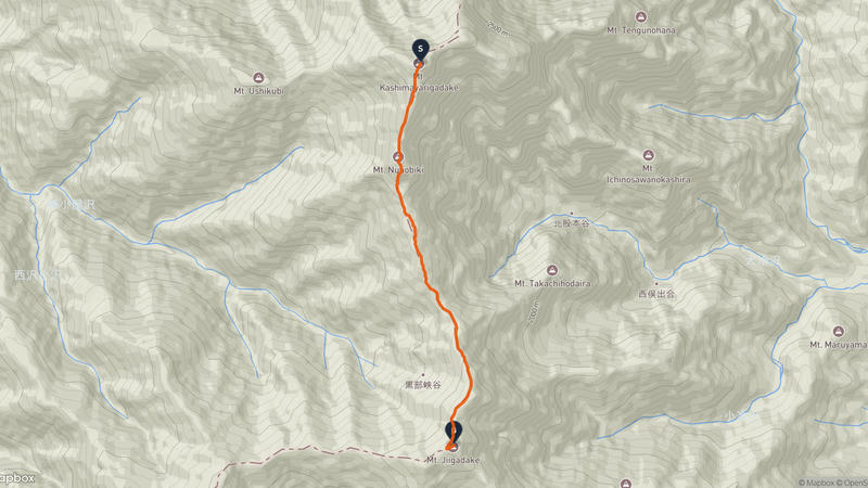 鹿岛枪之岳至爷之岳 徒步路线