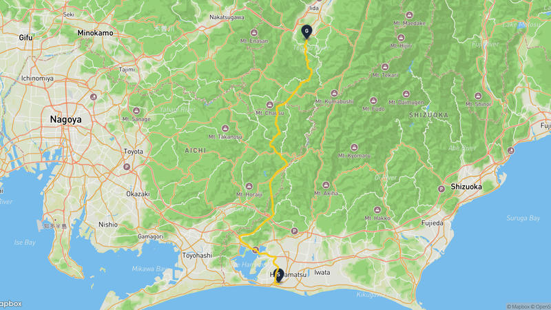 鈴木歷史館至下條村 驾车路线