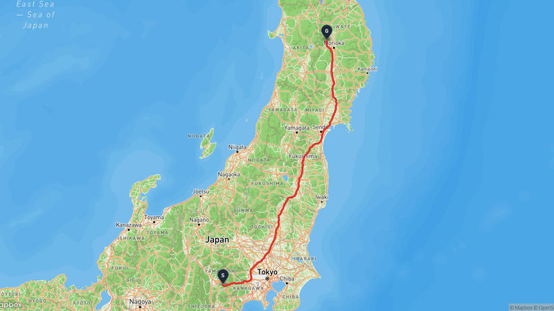 笛吹市至雫石町 徒步路线