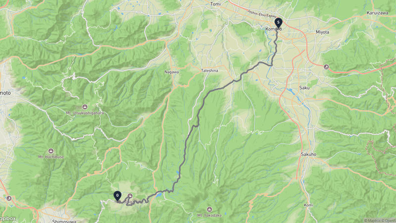 小諸城至霧ヶ峰 驾车路线