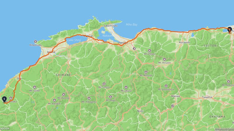 Oda~Tottori 사이클링 루트