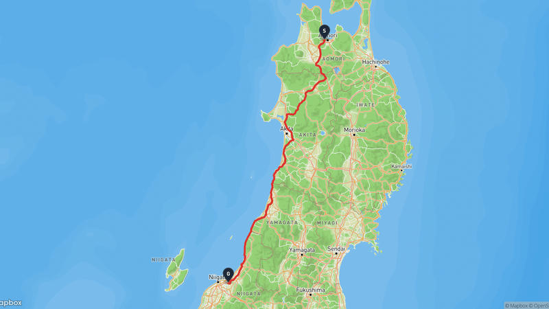 เส้นทางขับรถ Sannai-Maruyama Site-Kita Ward, Niigata