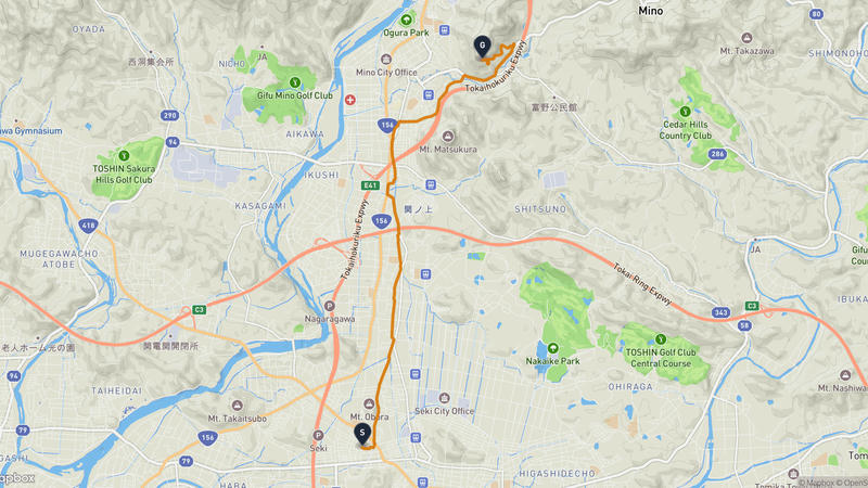 関市至美濃市 登山路線