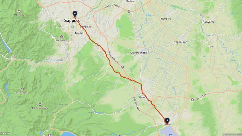 Chitose to Sapporo Beer Museum Hiking Route