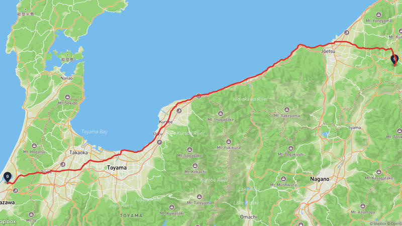 十日町市至金沢市 骑行路线