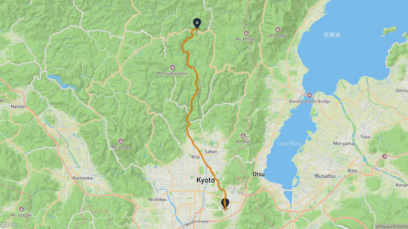 元慶寺至京都市左京区 登山路線