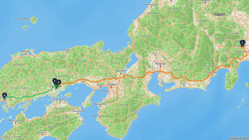 明治之森高尾國定公園至廣島和平紀念資料館 驾车路线