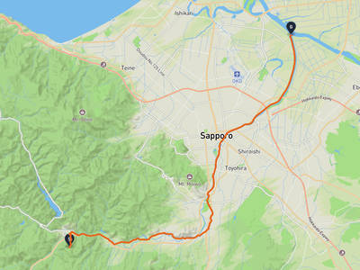 定山渓温泉 → 豊平川