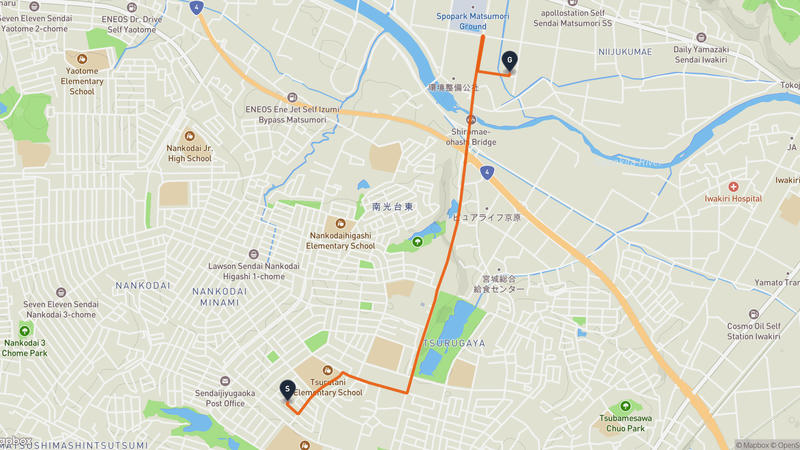 เส้นทางขับรถ Sendai Tōshō-gū-Izumi Ward, Sendai
