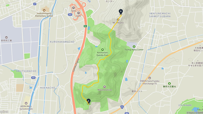 佐野市至栃木市 登山路線