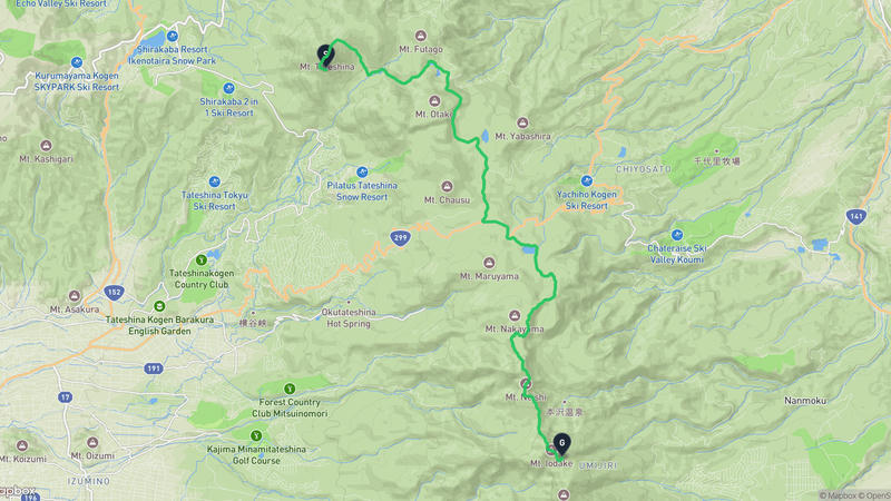 蓼科山至硫黃岳 登山路線