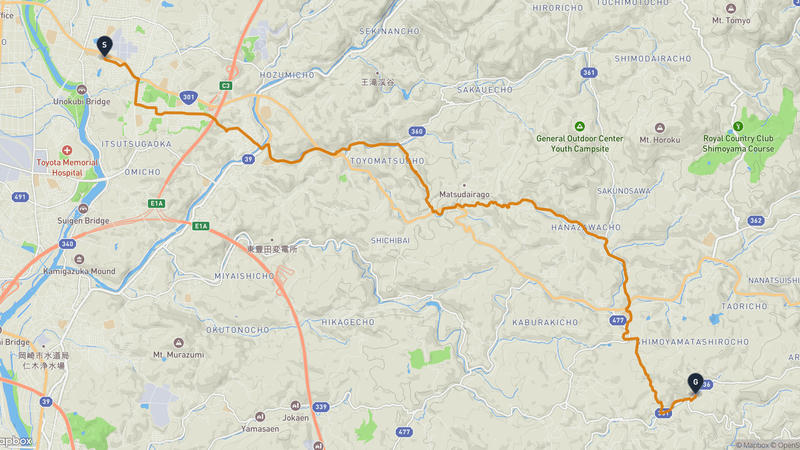 Toyota to Okazaki Hiking Route
