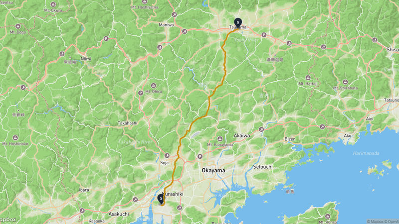 Kurashiki to Tsuyama Castle Hiking Route