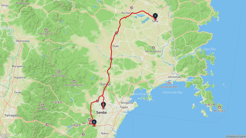 名取市至仙台東照宮 駕車路線