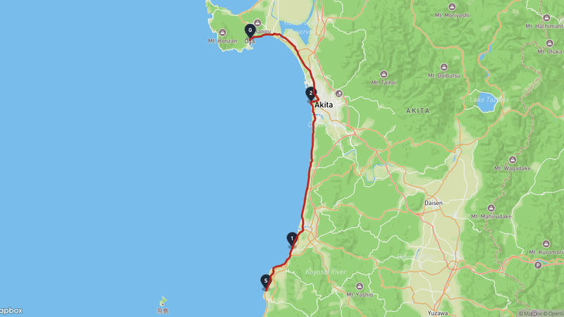 象瀉至男鹿市 騎行路線