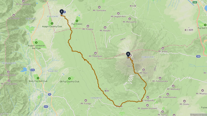 富士河口湖町至富士山 徒步路线