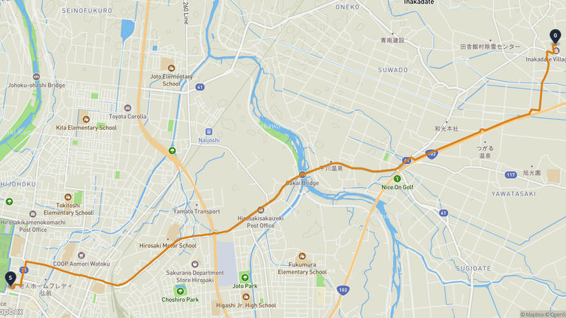 弘前城至猿賀神社 登山路線