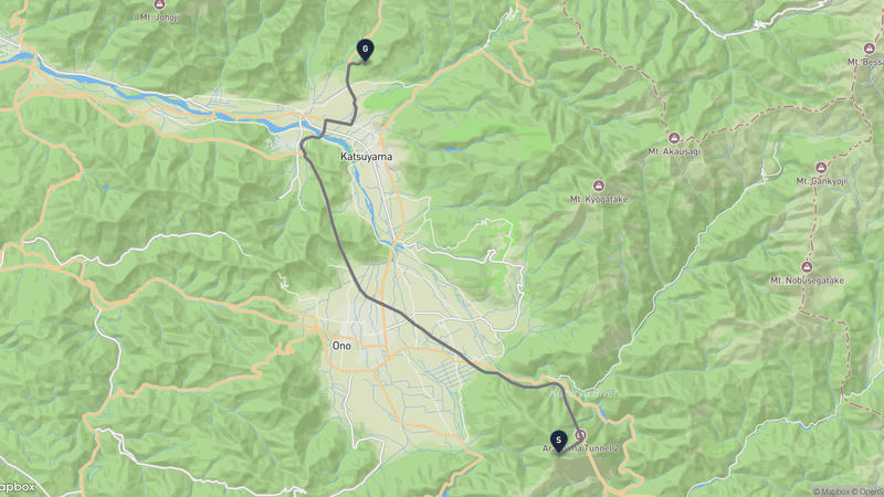 Mount Arashima to Fukui Prefectural Dinosaur Museum Drive