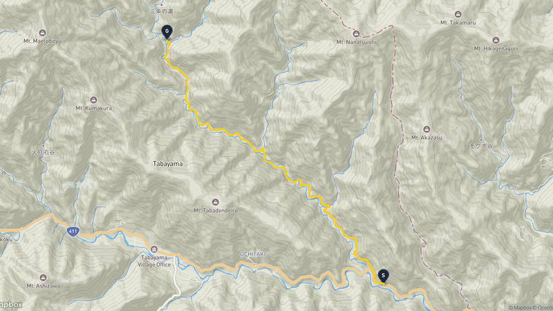 Tabayama to Hiryuusan Hiking Route