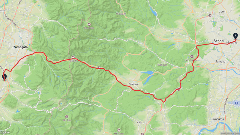 陸奧國分寺至上山市 駕車路線